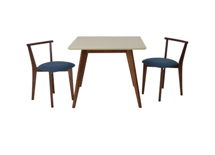 Стол ZiP-mebel Стол Сканди М 90 орех/слоновая кость со стульями Франк орех рогожка синий арт. F404119WUSX2R101709W03