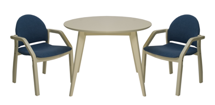 Стол ZiP-mebel Стол Сканди К 90 слоновая кость со стульями Джуно слоновая кость рогожка синий арт. F004110S00X2Z112805S03
