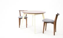 Стол ZiP-mebel Стол Сканди К 90 слоновая кость/орех со стульями Франк орех рогожка серый арт. F004113SUWX2R101706W01