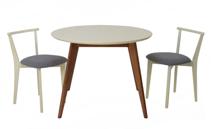 Стол ZiP-mebel Стол Сканди К 90 орех/слоновая кость со стульями Франк слоновая кость рогожка серый арт. F004111WUSX2R101709S01