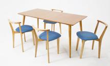Стол ZiP-mebel Стол Монте 120 натур со стульями Франк натур рогожка синий арт. F514136N00X4R100701N03