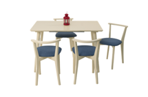 Стол ZiP-mebel Стол Монте 120 слоновая кость со стульями Франк слоновая кость рогожка синий арт. F514130S00X4R100709S03