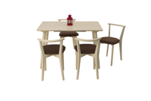 Стол ZiP-mebel Стол Монте 120 слоновая кость со стульями Франк слоновая кость велюр коричневый арт. F514130S00X4R100709S04