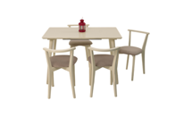 Стол ZiP-mebel Стол Монте 120 слоновая кость со стульями Франк слоновая кость велюр бежевый арт. F514130S00X4R100709S02