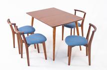 Стол ZiP-mebel Стол Монте 120 орех со стульями Франк Орех рогожка синий арт. F514135W00X4R101709W03