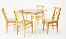 Стол ZiP-mebel Стол Сканди 120 слоновая кость/натур со стульями Ингольф натур арт. F514104SUNX4R100742N00