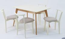 Стол ZiP-mebel Стол Сканди 120 натур/слоновая кость со стульями Франк слоновая кость велюр бежевый арт. F514102NUSX4R101709S02