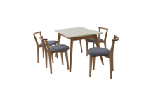 Стол ZiP-mebel Стол Сканди 120 натур/слоновая кость со стульями Франк натур рогожка серый арт. F514102NUSX4R101707N01