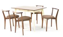 Стол ZiP-mebel Стол Сканди 120 слоновая кость/орех со стульями Франк орех велюр коричневый арт. F514103SUWX4R101709W04