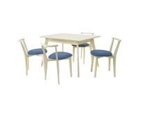 Стол ZiP-mebel Стол Сканди 120 слоновая кость со стульями Франк слоновая кость рогожка синий арт. F514100S00X4R100709S03