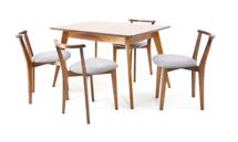 Стол ZiP-mebel Стол Сканди 120 орех со стульями Франк Орех рогожка серый арт. F514105W00X4R101706W01