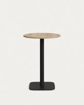 Стол барный La Forma (ех Julia Grup) Dina Высокий круглый стол из меламина с натуральной отделкой и черной металлической ножкой  Ø60x96 арт. 177067