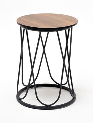 Стол журнальный 4SIS "Перу" журнальный стол из HPL круглый Ø40 H55, каркас из алюминия темно-серый (RAL 7024) муар, цвет столешницы "дуб" арт. OAK-D40-Al-PER(Ral7024Mua)-4sis