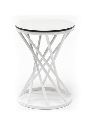 Стол журнальный 4SIS "Сантьяго" журнальный стол из HPL круглый Ø40 H55, каркас из стали белый, цвет столешницы "молочный" арт. WHITE-D40-St-SAN(9016MUA)-4sis