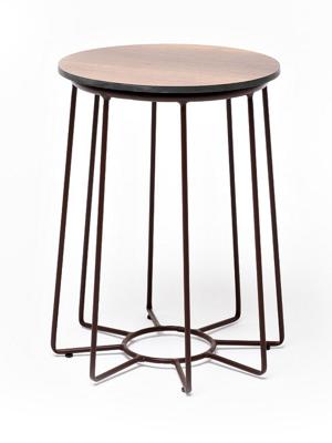 Стол журнальный 4SIS "Эквадор" журнальный стол из HPL круглый Ø40 H55, каркас из алюминия коричневый (RAL 8016) муар, цвет столешницы "дуб" арт. OAK-D40-Al-AKV(Ral8016)