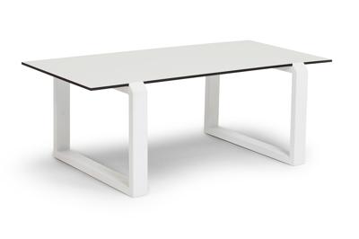 Стол журнальный 4SIS "Варадеро" журнальный стол из HPL 110х60 H43, каркас алюминий белый муар, цвет столешницы "молочный" арт. WHITE-110-60 H43-Al-VAR(Ral9016) MUA-4sis