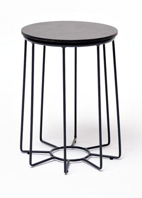 Стол журнальный 4SIS "Эквадор" журнальный стол из HPL круглый Ø40 H55, каркас из алюминия темно-серый (RAL 7024) муар, цвет столешницы "серый гранит" арт. GRAY-D40-Al-AKV(RAL7024MUA)-4sis