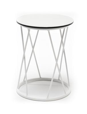Стол журнальный 4SIS "Колумбия" журнальный стол из HPL круглый Ø40 H55, каркас из стали белый, цвет столешницы "молочный" арт. WHITE-D40-Al-KOL(RAL9016MUA)-4sis