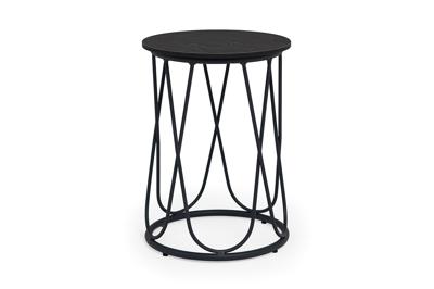 Стол журнальный 4SIS "Перу" журнальный стол из HPL круглый Ø40 H55, каркас из алюминия темно-серый (RAL 7024) муар, цвет столешницы "серый гранит" арт. GRAY-D40-Al-PER(Ral7024Mua)-4sis