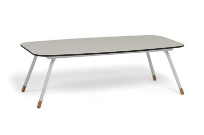 Стол журнальный 4SIS "Верона" журнальный стол из HPL 120х65, H40, каркас белый муар, цвет столешницы "крем" арт. CREАM-120-65-Al-VER-(9016MUA)-4sis