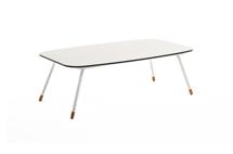 Стол журнальный 4SIS "Верона" журнальный стол из HPL 120х65, H40, каркас белый муар, цвет столешницы "молочный" арт. WHITE-120-65-Al-VER-(9016MUA)-4sis