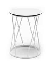 Стол журнальный 4SIS "Колумбия" журнальный стол из HPL круглый Ø40 H55, каркас из стали белый, цвет столешницы "молочный" арт. WHITE-D40-Al-KOL(RAL9016MUA)-4sis