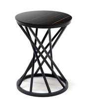 Стол журнальный 4SIS "Сантьяго" журнальный стол из HPL круглый Ø40 H55, каркас из стали темно-серый (RAL 7024), цвет столешницы "черный мрамор" арт. 3029-D40-SAN-St-RAL 7024