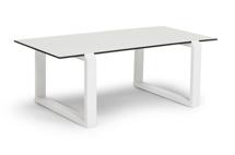 Стол журнальный 4SIS "Варадеро" журнальный стол из HPL 110х60 H43, каркас алюминий белый муар, цвет столешницы "молочный" арт. WHITE-110-60 H43-Al-VAR(Ral9016) MUA-4sis