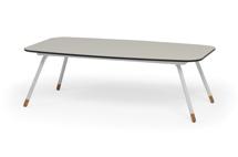 Стол журнальный 4SIS "Верона" журнальный стол из HPL 120х65, H40, каркас белый муар, цвет столешницы "крем" арт. CREАM-120-65-Al-VER-(9016MUA)-4sis