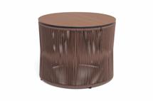 Стол журнальный 4SIS "Авиньон" журнальный стол из HPL круглый Ø70 H55, каркас из алюминия коричневый (RAL8016) муар, цвет "дуб", роуп коричневый круглый арт. OAK-D70H55-AVI-Al-RAL8016Mua-brown-4sis