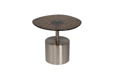 Стол журнальный Garda Decor 57EL-10853 Стол журнальный, стекло рельефное тонированное d 52*50*45см арт. 57EL-10853