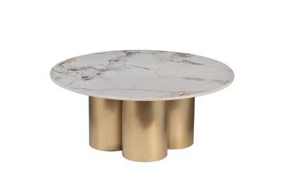 Стол журнальный Garda Decor 76AR-63042 Стол журнальный керамогранит белый d80*35см арт. 76AR-63042