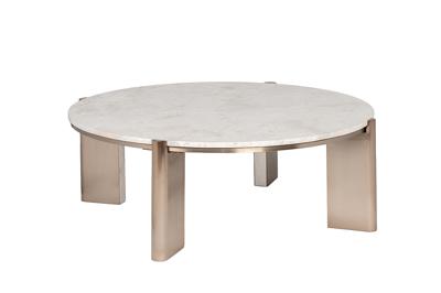 Стол журнальный Garda Decor 57EL-10082 Стол журнальный натур.белый мрамор Cass White d 105*37см арт. 57EL-10082