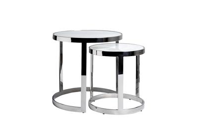 Стол журнальный Garda Decor 47ED-ET081S Столы журн(наб из 2шт)стекло мрам/хром d60*60/d46*50 арт. 47ED-ET081S