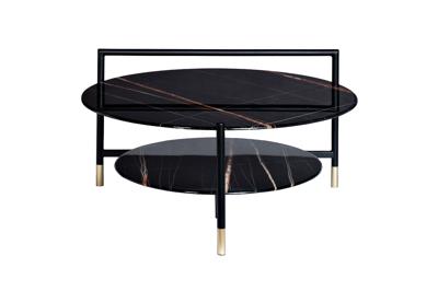 Стол журнальный Garda Decor 30B-872 BL Стол журнальный d80*45 с полкой, черный арт. 30B-872 BL