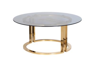 Стол журнальный Garda Decor 47ED-GDCT002 Стол журнальный ГардаДекор (GardaDecor) темн.стекло/зол d100*45 арт. 47ED-GDCT002