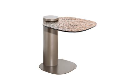 Стол журнальный Garda Decor 57EL-11180 Стол журнальный приставной, стекло рельефное тонированное 45*48*50см арт. 57EL-11180