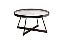 Стол журнальный Garda Decor 47ED-28010 Стол журнальный белый/черный хром 80*80*45см арт. 47ED-28010