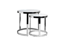 Стол журнальный Garda Decor 47ED-ET081S Столы журн(наб из 2шт)стекло мрам/хром d60*60/d46*50 арт. 47ED-ET081S