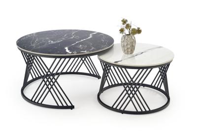 Стол журнальный Halmar Комплект Halmar FLAMINGO (2 стола журнальных) (черный мрамор/белый мрамор/черный) арт. V-CH-FLAMINGO-LAW-CZARNY/BIALY