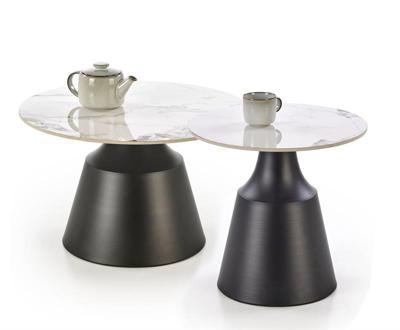Стол журнальный Halmar Комплект Halmar MAGNETA, 2 стола журнальных (белый мрамор/черный) арт. V-CH-MAGNETA-LAW