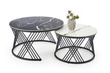 Стол журнальный Halmar Комплект Halmar FLAMINGO (2 стола журнальных) (черный мрамор/белый мрамор/черный) арт. V-CH-FLAMINGO-LAW-CZARNY/BIALY