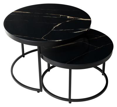 Стол журнальный М-СИТИ Журнальный столик Эрвин (комплект) Обсидиан, стекло/ черный каркас арт. 480M04476