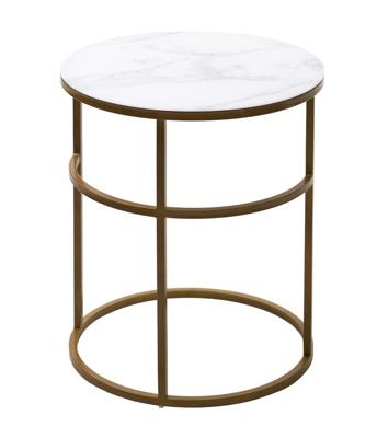 Стол журнальный М-СИТИ Журнальный столик Френсис Белый мрамор, стекло/ золотой каркас арт. 480M05155