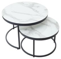 Стол журнальный М-СИТИ Журнальный столик Эрвин (комплект) Белый мрамор, стекло/ каркас графит арт. 480M04475