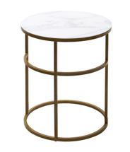 Стол журнальный М-СИТИ Журнальный столик Френсис Белый мрамор, стекло/ золотой каркас арт. 480M05155