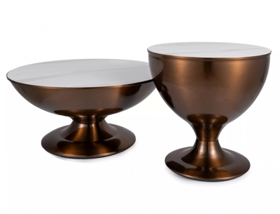 Стол журнальный Signal Комплект Signal SALSA, 2 стола журнальных (эффект белого мрамора/медный) арт. SALSABMI