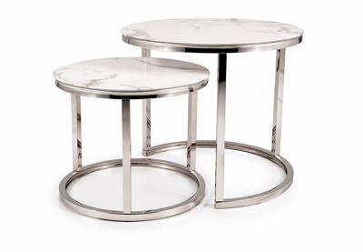 Стол журнальный Signal Комплект Signal ATLANTA B II, 2 стола журнальных (белый мрамор/хром) арт. ATLANTABIIBCH