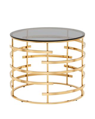 Стол журнальный Stool Group Журнальный столик Инфлюэнс 60*60 стекло smoke сталь золото арт. УТ000036341