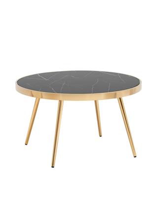 Стол журнальный Stool Group Журнальный столик Гелиос 80*80 стекло черный мрамор сталь золото арт. УТ000036674